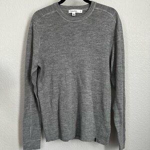 CALVIN KLEIN | Merino Wool Blend Crew Neck Ribbed Sweater (L)